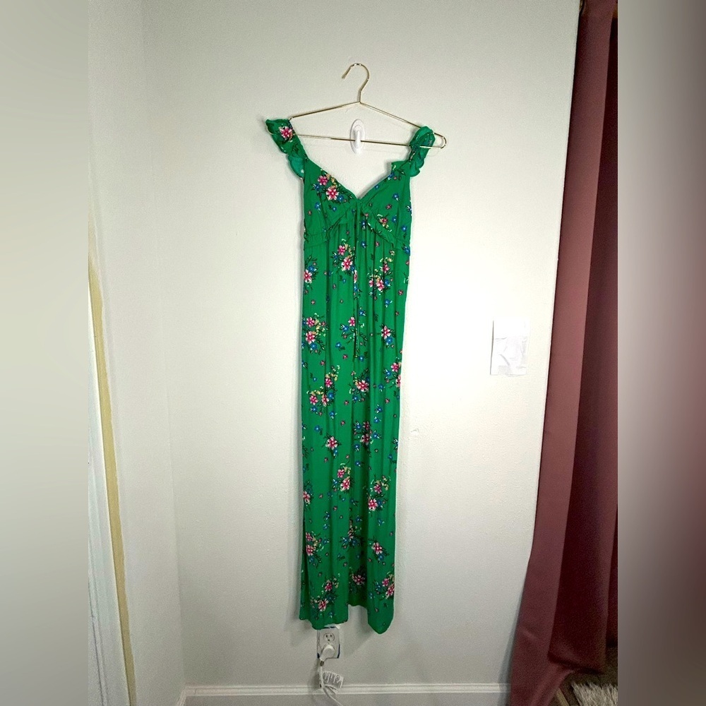 Kingston Grey Green Floral Maxi Dress - XXS